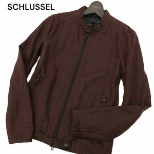 SCHLUSSEL シュリセル フェイク レザー★ ダブルジップ シングル ライダース ジャケット ブルゾン Sz.2　メンズ　C4T00769_1#O