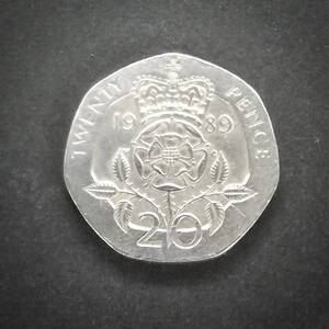 イギリス　20ペニー　1989年　　送料無料 （17807）お金 貨幣　硬貨　アンティーク　コレクション　貨幣　世界　ヨーロッパ　コイン