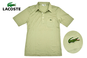 Y-4130★送料無料★美品★CHEMISE LACOSTE シュミーズ ラコステ★90s グリーン ワニロゴ刺繍 薄地 スムース生地 半袖 ポロシャツ 3