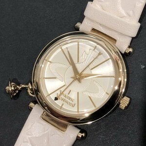 m001 Y2(60) 美品 ヴィヴィアンウエストウッド レディース腕時計 VV006WHWH オーブ SS 革ベルト クォーツ Vivienne Westwood
