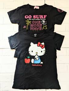 【美品】送料無料　☆ハローキティ　T&C Surf　半袖Tシャツ　２P　サイズ１5０　黒　ブラック　ロゴつき　かわいい　女の子　UNIQLO UT☆