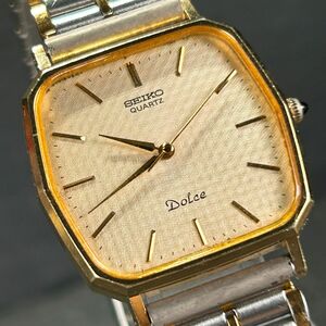 1970年代製 SEIKO セイコー DOLCE ドルチェ 7731-5120 腕時計 三針 クオーツ アナログ コンビ ゴールド文字盤 ヴィンテージ 亀戸製