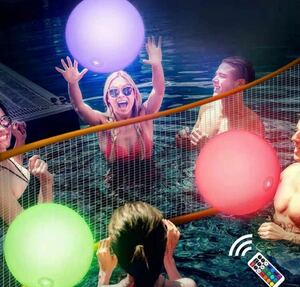 光る LEDビーチボール【リモコン付き】ビーチボール 光る LED リモコン 海 海水浴 プール ナイトプール ビーチ ボール