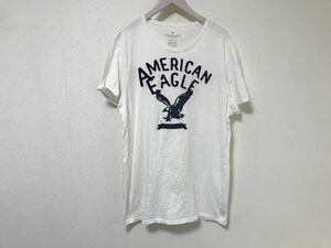 本物アメリカンイーグルAMERICANEAGLEコットンワシ鷲刺ブ半袖Tシャツ白ホワイト旅行トラベルビジネスメンズXL