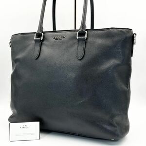 X964【美品】COACH/コーチ ベケット C2842 トートバッグ ビジネスバッグ ブリーフケース クロスグレインレザー 本革 肩掛け 黒 ブラック