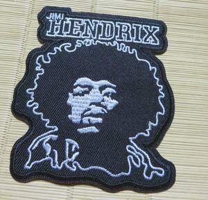 黒白銀◆新品ジミ・ヘンドリックス Jimi Hendrixアメリカ　ギタリスト　シンガーソングライター 　アフロヘア刺繍ワッペン■ 　音楽　MUSIC