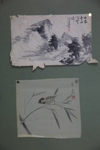 古い日本画（山水画、花鳥画）　2枚