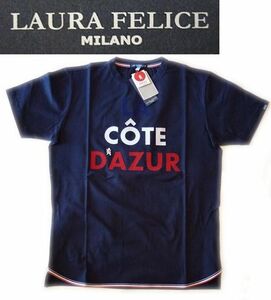 春夏半袖19800円【50LL】 LAURAラウラ★GIZAndyエジプト綿Tシャツnavy