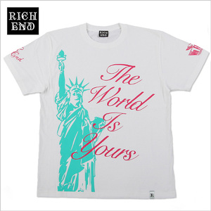 RICHEND/リッチエンド Ｔシャツ 【LIBERTY】 ホワイトｘエメラルド×ピンク（サイズ：M）アメージング 服 白 ストリート 女神 ヒップホップ