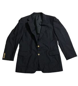 ■ BURBERRY バーバリー ■ ホース ロゴ メタル釦 肩パッド入 紺ブレ ウール&モヘア ブレザー ジャケット ネイビー 98-88-175 AB6