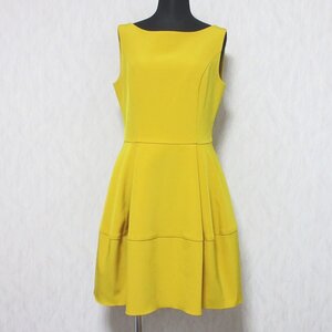 良品 FOXEY NEW YORK フォクシーニューヨーク Dress Barron ドレスバロン ノースリーブドレス ワンピース 35346 40 イエロー ◆