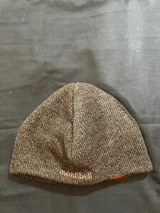 美品 Y2K モンベル ウール混紡 フリース裏地 ロゴ刺繍 ビーニー MIX BROWN ニット帽 mont-bell ニットキャップ 登山 アウトドア キャンプ