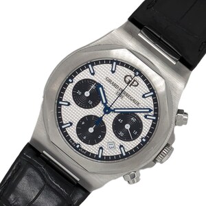 ジラール・ペルゴ GIRARD PERREGAUX ロレアート クロノグラフ 81020 ホワイト SS/革ベルト 腕時計 メンズ 中古