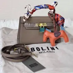 新品 BOLINI 牛革 エプソン ミニハンドバッグ 2WAY 馬 鍵 エトープ