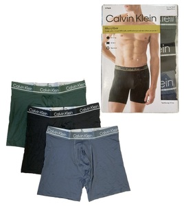 新品! カルバンクライン メンズ ボクサーパンツ 3枚セット Mサイズ グレー/ブラック/グリーン アンダーウェア Calvin Klein プレゼント