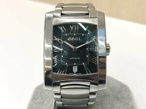 (KW1754)【1円スタート！】 EBEL エベル ブラジリア E9120M41 AT/自動巻き 黒文字盤 デイト メンズ　腕時計 レクタンギュラー 付属品あり