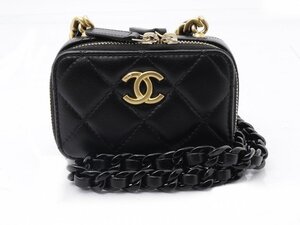 美品 シャネル CHANEL ■ ココマーク チェーン クラッチ AP2738 黒 ブラック ショルダーポーチ ミニ レディース□ 6C6H ム0ニキキ4