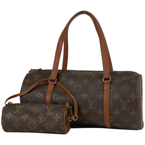 ルイ・ヴィトン Louis Vuitton パピヨン 30 バレルバッグ 筒型 旧旧型 ハンドバッグ モノグラム ブラウン M51365 レディース 【中古】