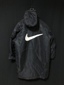 90s ヴィンテージ◆NIKE ナイキ 【スウォッシュ ビッグロゴ】ベンチコート　裏ボア M　ブラック