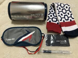 ユナイテッド航空　UNITED　TEAM　USA　オリンピック　レア　アメニティ　セット　ブリキ　未使用　保管品　ビジネス　ファースト