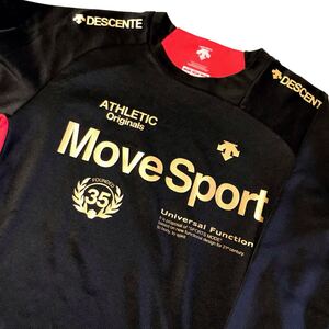 DESCENTE MOVE SPORT/デサントムーブスポーツ☆ロングTシャツ/長袖シャツ☆ストレッチ/トップス/ジャケット/ジャージ/黒×金×赤/大きめ/O