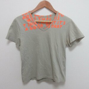 03AW Martin Margiela マルタンマルジェラ ミスディアナ期 Vネック 半袖 プリント エイズTシャツ カットソー サイズS ベージュ