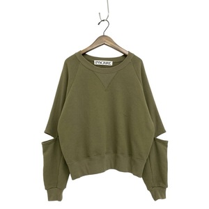 23SS INSCRIRE アンスクリア Slit Sleeve Sweat Shirt スリットスリーブスウェット カーキ 36 I23SS-CUT1