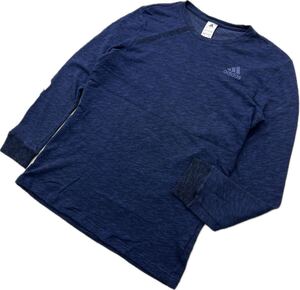 adidas ☆ アディダス スリーストライプ デザイン Tシャツ 長袖 ロンT ネイビー メンズ XO 秋冬 スポーツ トレーニング アウトドア ■S3957