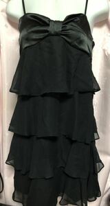 セシルマクビーCECIL McBEE カップ付きミニワンピースドレス　シフォン　ブラック　サイドファスナー　肩紐調整可能　フォーマル　キャバ