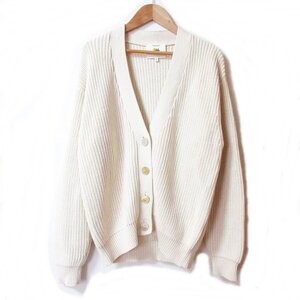 美品 23SS DEMYLEE デミリー HARUKA CARDIGAN Vネック リブニット カーディガン WSR23125 オーバーサイズ XS アイボリー ◆