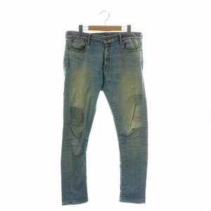 JAPAN BLUE JEANS デニムパンツ ジーンズ スキニー ストレッチ ヴィンテージ加工 ペイント加工 ダメージ加工 L 青 J9174R