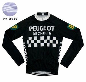 新品 長袖 裏起毛 サイクルジャージ レトロデザイン No21 L フランス フルジップ ウェア メンズ サイクリング フリース ロードバイク MTB