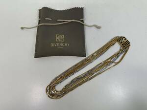 0605-189 0233【1円スタート】 ジバンシィ　GIVENCHY　9連ネックレス　ロゴ　ゴールドカラー　アクセサリー　ヴィンテージ