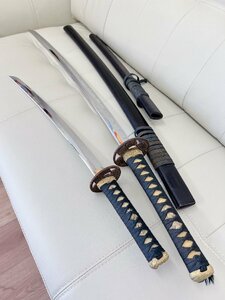 模造刀 2本 全長 大約100cm 小約67cm 日本刀 稽古 武術 現状品【AJ029】