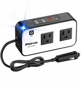 PiSFAU 200W カーパワーインバーター DC 12V - 110V AC カープラグアダプター [20W USB-C] / USB高速充電器 (18W) / デュアル2.4A USB/