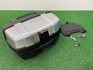 モトボワット製 トップケース 銀/黒 社外 中古 バイク 部品 BB 47L 大容量 バックレスト リアボックス テールボックス