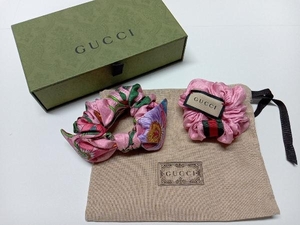 GUCCI シルク100% シュシュ 2個セット フローラ、シェリー ピンク系 箱付き