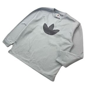 adidas ☆ アディダス トレフォイル ロゴ 長袖 Tシャツ カットソー ロンT グレー XL 春夏 スポーツ ストリート タウンユース 古着■AF341