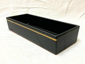 15253/たち吉 くらしの陶器 黒マット コンポート 水盤 花器 栞付 未使用 紙箱 花生け フラワーベース 華道具