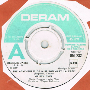 ●GRISBY DYKE / THE ADVENTURES OF MISS ROSEMARY LA PAGE [UK 45 ORIGINAL 7inch シングル DEMO サイケポップ 試聴]