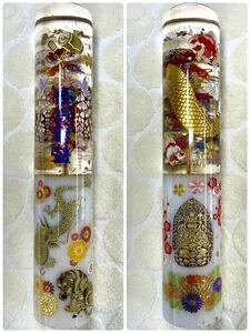 特注 水中花 シフトノブ 商売繁盛 龍 虎 金魚 鯉 千手観音 和柄 215mm/直径41mm ワンオフ デコトラ トラック野郎 カスタム 旧車 