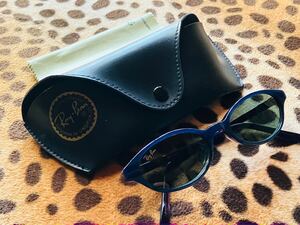 10 超美品 レイバン 純正 サングラス W3304 スモークレンズ ブルーフレーム Ray Ban 専用ケース 社外クロス付 レディース メンズ 女性 男性