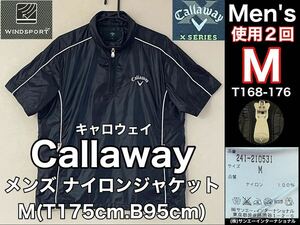 超美品 Callaway(キャロウェイ)メンズ ナイロン ジャケット M(T175cm.B95cm)使用2回 ブラック ゴルフ GOLF スポーツ アウトドア