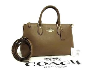 1円 ■新品同様■ COACH コーチ CR156 レザー 2WAY ショルダーバッグ ハンドバッグ トートバッグ 肩掛け レディース ブラウン系 FJ3453