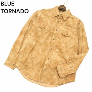 BLUE TORNADO トルネードマート 通年 タイダイ ムラ柄★ 長袖 ワーク シャツ Sz.L　メンズ キャメル 日本製　A4T04885_5#C