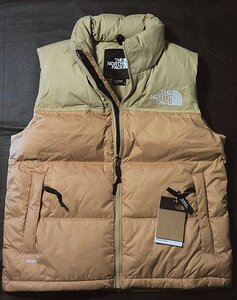 本物正規★ノースフェイス★レディース ダウン ベスト ビッグロゴ 1996 RETRO NUPTSE■L■ALMOND BUTTER■700FILL/新品/アメリカ限定■K10