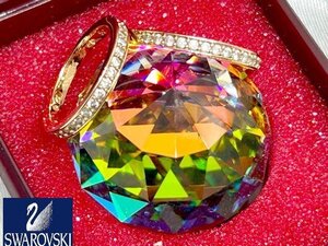 ◇SWAROVSKI/スワロフスキー【Rare　ペア リング＆クリスタル　球体　多面カットフィギュリン　オブジェ】ゴールドカラー P06035