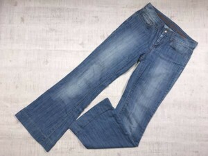 コルレオーネ corleone love denim アメカジ Y2K 00s ステッチ ローライズ ブーツカット デニムパンツ ボトムス レディース トルコ製 27 青