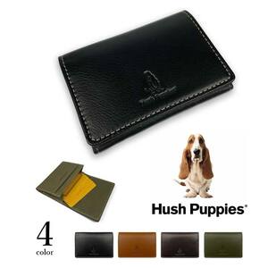 全4色　Hush Puppies ハッシュパピー リアルレザー バイカラー 名刺入れ カードケース