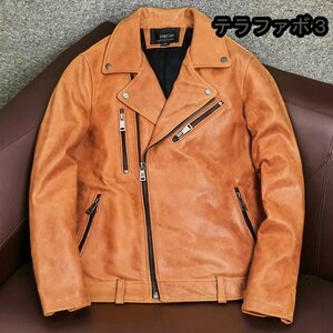 特売 牛革 レザージャケット ライダース バイクレザー 本革 メンズファッション アメカジ 革ジャン ジャンパー 稀少革 S～4XL